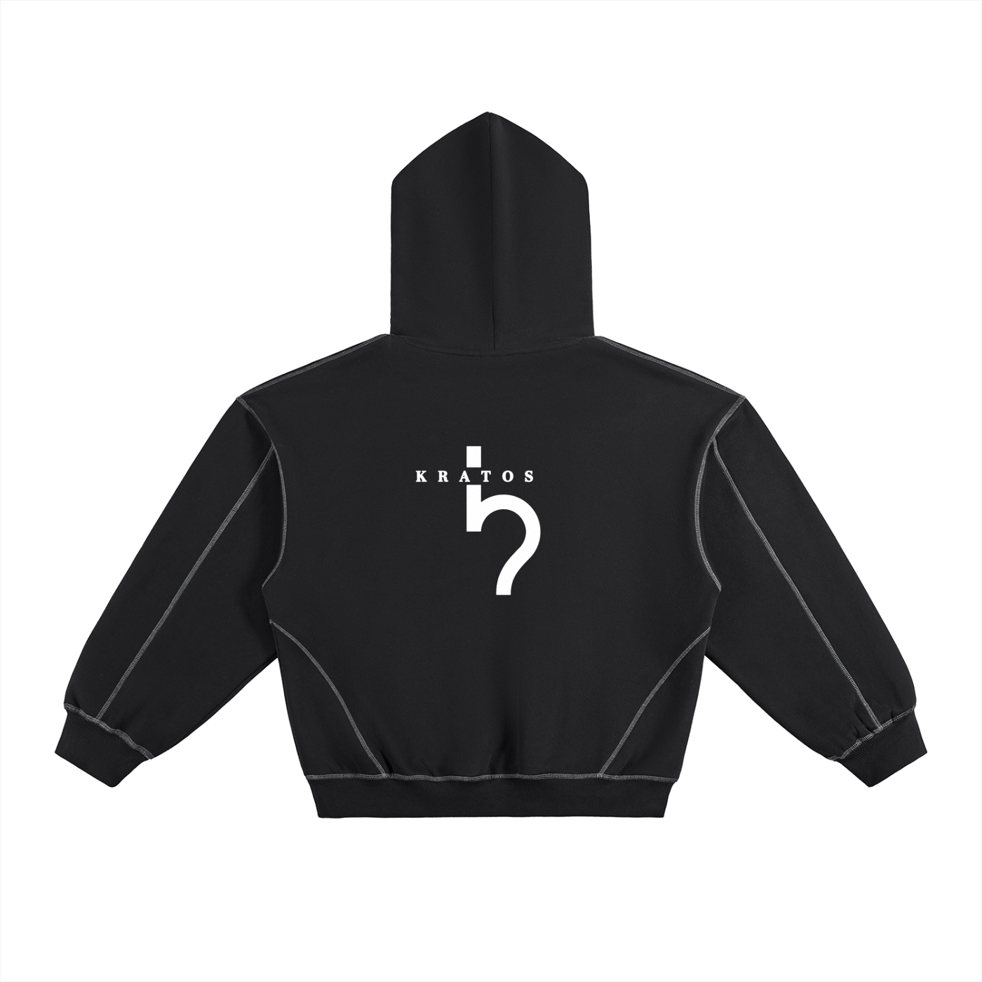 Contrast-Stitched Boxy Fleece Hoodie