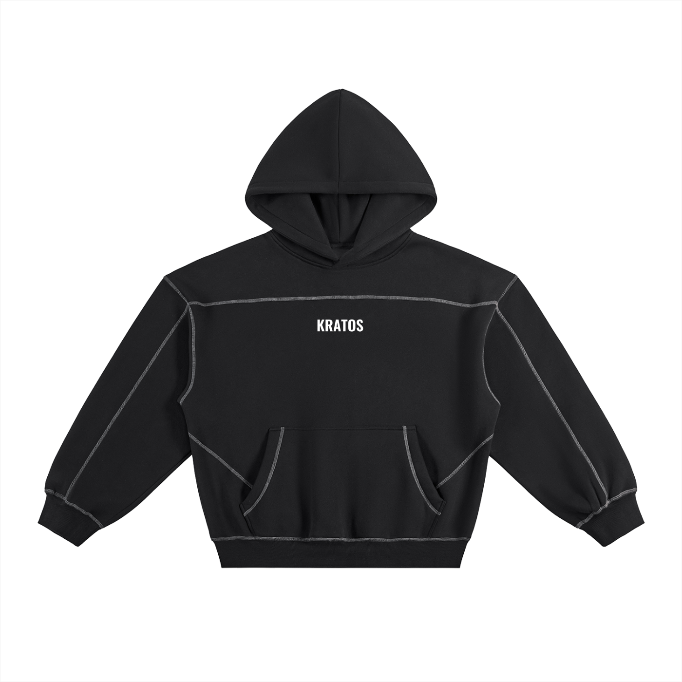 Unisex Contrast-Stitched Boxy Fleece Hoodie