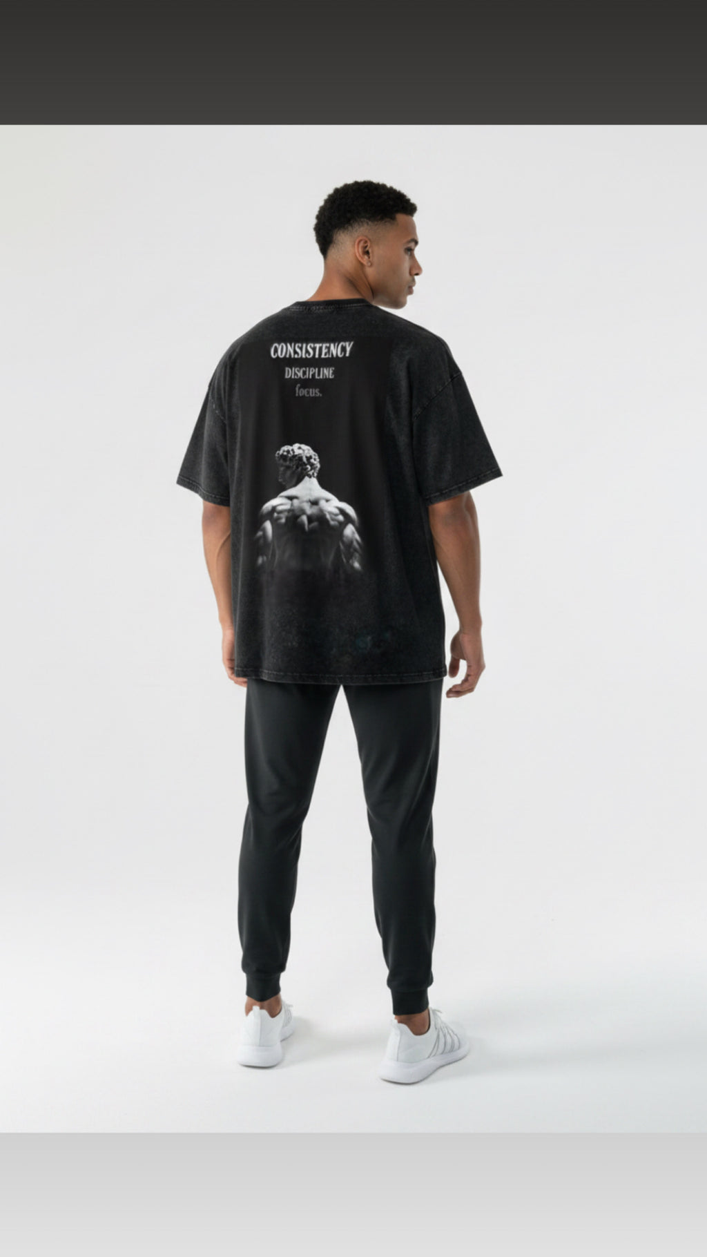 Men's Black Snow Wash Oversized Tee | KRATOS