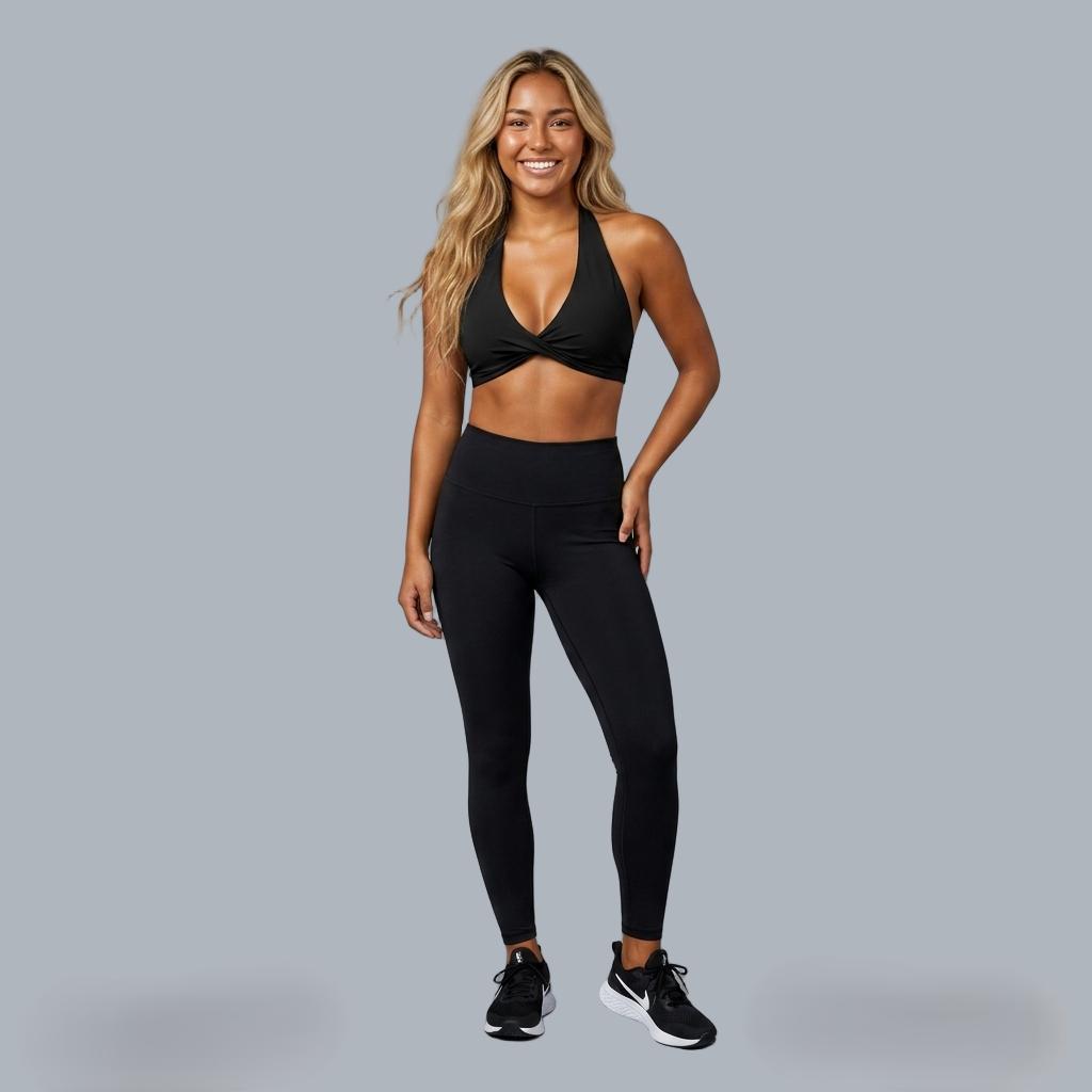 Women's Pleated Halter Sports Bra